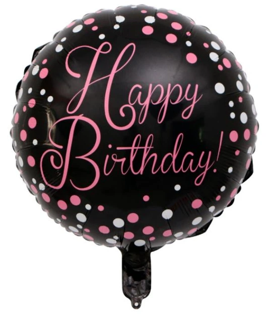 Фольгированный шар Happy Birthday черный и розовый