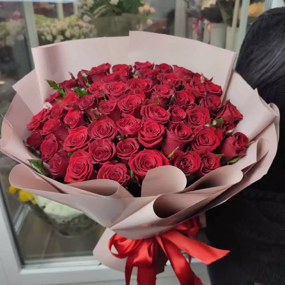51 красная роза 40 см