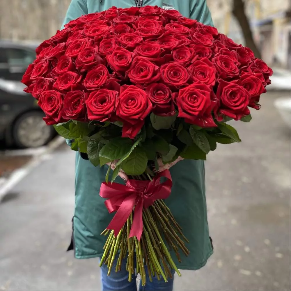 101 червона троянда 70 см