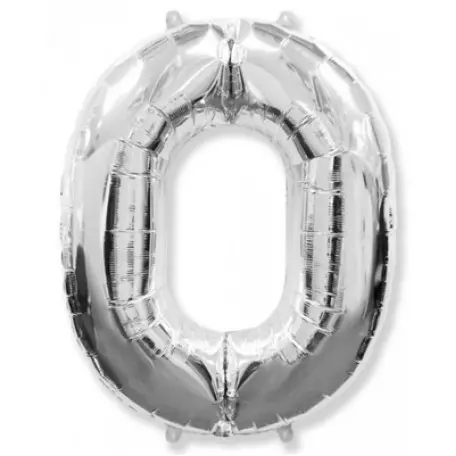 ФОЛЬГИРОВАННАЯ ЦИФРА «0» СЕРЕБРО. НЕ ЛЕТАЕТ