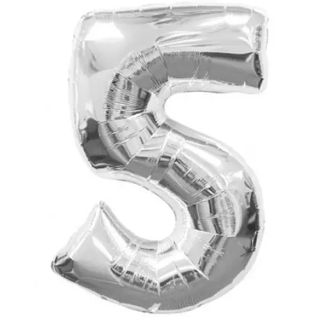 ФОЛЬГИРОВАННАЯ ЦИФРА «5» СЕРЕБРО. ЛЕТАЕТ
