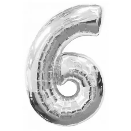 ФОЛЬГИРОВАННАЯ ЦИФРА «6» СЕРЕБРО. ЛЕТАЕТ