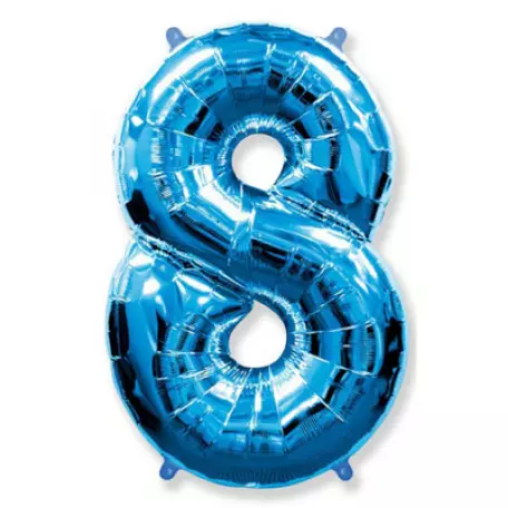ФОЛЬГИРОВАННАЯ ЦИФРА «8» СИНЯЯ. ЛЕТАЕТ