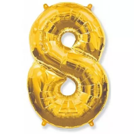 ФОЛЬГИРОВАННАЯ ЦИФРА «8» ЗОЛОТО. ЛЕТАЕТ