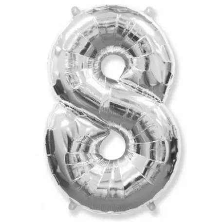 ФОЛЬГИРОВАННАЯ ЦИФРА «8» СЕРЕБРО. ЛЕТАЕТ