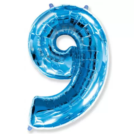 ФОЛЬГИРОВАННАЯ ЦИФРА «9» СИНЯЯ. ЛЕТАЕТ