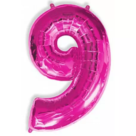 ФОЛЬГИРОВАННАЯ ЦИФРА «9» РОЗОВАЯ. ЛЕТАЕТ