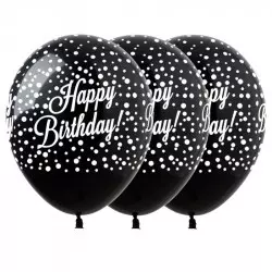 Ø 30 см куля "Happy Birthday" чорна